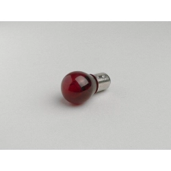 Lampadina rossa BGM STYLE 9512021R, 12 V 21/5 W, attacco BAY15d a doppio contatto per fanali compatibili. GTIN 4251389107323.