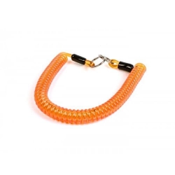 Portachiavi MOTO NOSTRA 51807 in PVC arancione traslucido, 150 mm estensibile fino a 600 mm, con due anelli. Uso universale.