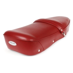Sella -BGM PRO Pegasus con distintivo e rivettata - Lambretta LI, LI S, SX, TV, DL, GP - rosso