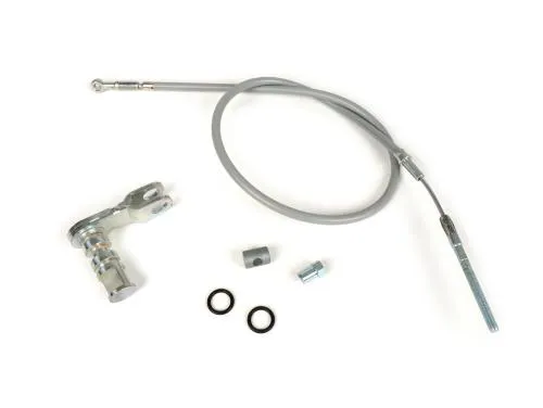Kit conversione freno posteriore BGM ORIGINAL 3331260KT per Vespa PK S, PK XL e PK XL2, con cavo regolabile, terminale filettato e componenti di fissaggio coordinati.