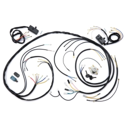 Set impianto elettrico incl. interruttore -BGM ORIGINAL- Vespa serie P (modelli italiani, o per la conversione) 1981-1983, con regolatore di tensione a 3 poli, con indicatore, senza batteria, clacson AC, statore elettronico a 5 fili, blocco accension