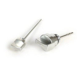 Set tappi con asta livello olio -BGM PRO, olio motore + olio trasmissione- Piaggio Leader/Quasar - Vespa ET4, LX, LXV, S, GT, GTS, GTV, GTL 125-300cc - argento anodizzato