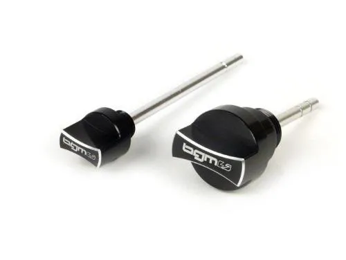 Set tappi con asta livello olio -BGM PRO, olio motore + olio trasmissione- Piaggio Leader/Quasar - Vespa ET4, LX, LXV, S, GT, GTS, GTV, GTL 125-300cc - nero anodizzato