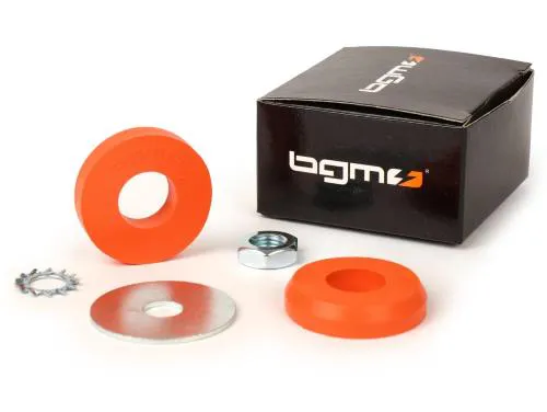 Set BGM PRO BGM7739 con due supporti in poliuretano per l'attacco superiore dell'ammortizzatore anteriore Vespa, Piaggio e Gilera.