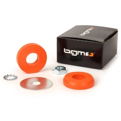 Kit BGM PRO BGM7739 con due silent block superiori in poliuretano per ammortizzatore anteriore Vespa, Piaggio e Gilera compatibili.