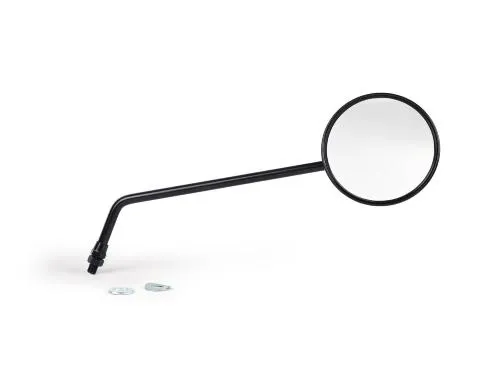 Specchietto destro BGM PRO BGM5661BR nero per Vespa classiche, testa Ø105 mm, superficie riflettente Ø95 mm, stelo 250 mm e attacco M10.