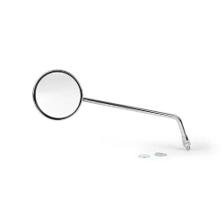 Specchietto BGM PRO BGM5661CL sinistro cromato per Vespa classiche: testa Ø105 mm, superficie 95 mm, asta 250 mm e braccio Ø10 mm.