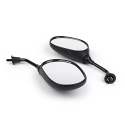 Coppia specchietti universali Qualità OEM 3330136 neri, ovali 130x85 mm, con stelo 135 mm, attacco M8x1,25 destro e marchio E.