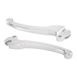 Coppia leve SIP J6312CBSV in alluminio CNC anodizzato argento per Vespa classiche, con punto di rottura prestabilito e GTIN verificato.