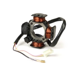 Statore elettronico 12 V AC a 4 poli, diametro 84 mm e 3 cavi per scooter con motore Morini. Versione 3331831, distinta dallo statore 79,3 mm a 4 cavi.