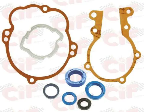 Serie guarnizioni motore e paraoli CIF 9381-CPV per Piaggio Ciao, Si, Bravo e Boxer 50 con trasmissione a variatore.