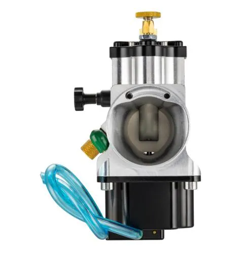 SmartCarb SC3 Lefthand da 28 mm per motori 2T: attacco motore Ø35 mm, filtro Ø50 mm, lunghezza 82,5 mm e regolazione esterna senza getti.