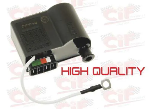 Centralina elettronica CIF High Quality 7146-HQ, nera con cavo bianco, per Vespa ET3, PX, PE, PK, Rally e Ape compatibili con Piaggio 244128.