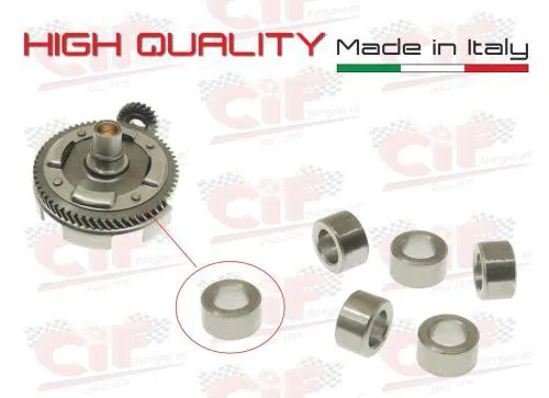 Distanziale CIF in acciaio per revisione parastrappi della primaria Vespa Smallframe. Confrontare kit, piastra e altezza del componente.