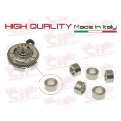 Distanziale CIF in acciaio per revisione parastrappi della primaria Vespa Smallframe. Confrontare kit, piastra e altezza del componente.