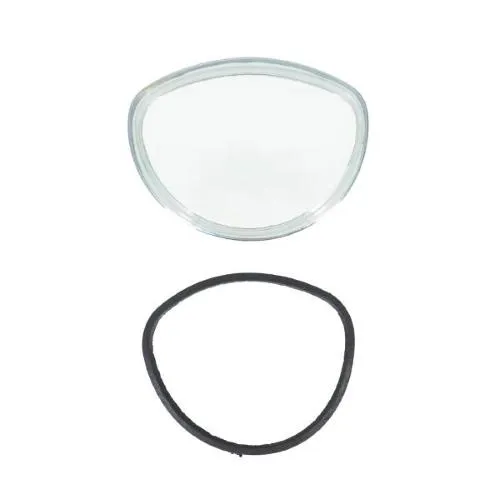 Lente ovale in plexiglas 60×82 mm per contachilometri Vespa con corpo metallico e cornice cromata compatibili.
