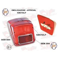 Corpo luminoso posteriore rosso originale SIEM per Vespa 50 R seconda serie. Verificare forma, marchiatura e configurazione del fanale.