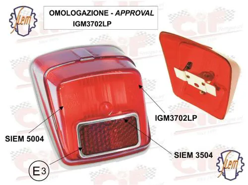 Corpo luminoso posteriore rosso originale SIEM per Vespa 50 R seconda serie. Verificare forma, marchiatura e configurazione del fanale.