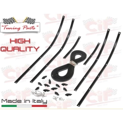 Kit strisce pedana in alluminio tenero nero semilucido con listelli, puntalini e ribattini per Vespa 50, 90, Primavera ed ET3.