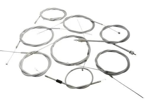 Kit SIP PREMIUM 94190300 grigio per Vespa Largeframe: cavi cambio, frizione, gas, starter, freni e contachilometri; guaine principali in PTFE.