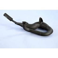 Espansione Polini Racing 200.2023/S per Vespa PE e PX 200, corpo nero e silenziatore in alluminio smontabile. EAN 8054705050947.