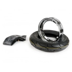 Kit pneumatico e cerchio ruota -BGM Sport, Vespa- 3.50 - 10 pollici TT 59S (rinforzato) - cerchio 2.10-10 cromato