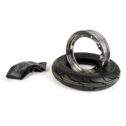 Kit pneumatico e cerchio ruota -BGM Sport, Vespa- 3.50 - 10 pollici TT 59S (rinforzato) - cerchio 2.10-10 acciaio inox, lucidato