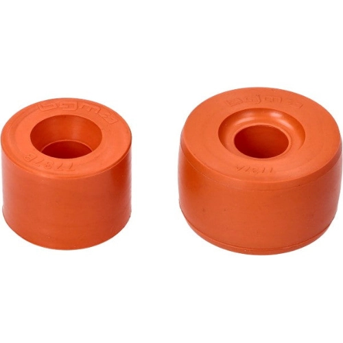 Kit BGM PRO BGM7737 per attacco superiore ammortizzatore Vespa PK: due boccole PU 60/80 ShA, misure 12,5x38 e 12,5x30 mm.
