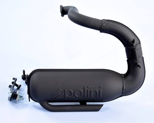 Marmitta Polini Original Racing 200.2034/R per Vespa 125 Primavera ed ET3. Scarico sportivo per motori preparati, con ingombri integrabili nel telaio.