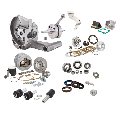Kit motore SIP BFA 225 cc 7824522J per Vespa Largeframe, alesaggio 69 mm, corsa 60 mm e frizione 24/64; configurazione racing per preparatori esperti.
