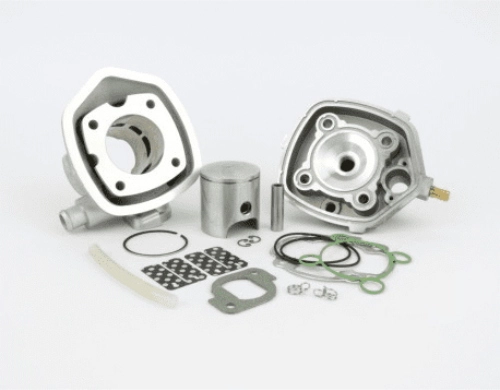 Gruppo termico Pinasco G-Force 10051924 da 70 cc, Ø47 mm in alluminio monofascia, per Yamaha-Minarelli orizzontale 2T a liquido con spinotto Ø12 mm.