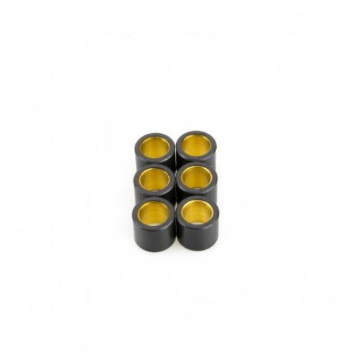 Set Pinasco 10312423 composto da 6 rulli variatore Ø19x17 mm, peso 7,5 g ciascuno. Per trasmissioni automatiche compatibili con questo formato.