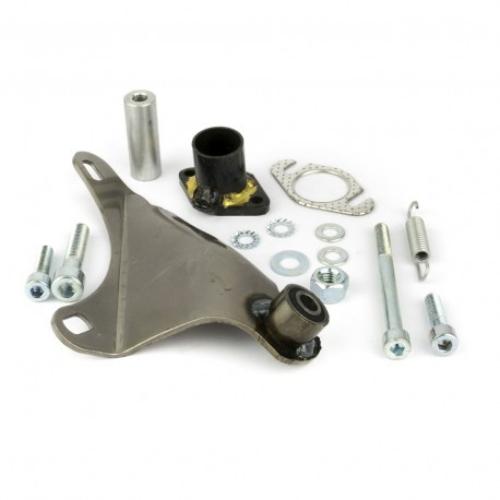 Kit Pinasco 10341130 con staffa e collettore per marmitta PowerSound 10561130, destinata a specifici scooter Aprilia 50 con motore Piaggio.