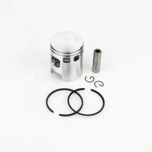 Pistone completo Pinasco 25121084B Ø42 mm, selezione B, spinotto Ø10 mm e due segmenti per ciclomotori Piaggio compatibili.