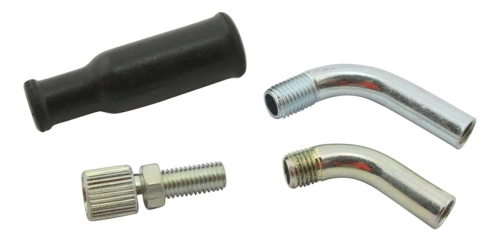 Kit tubetto comando gas Dell'Orto 5303700 78 a 70°, filettatura esterna M6x0,75 e interna M5x0,75, con registro, controdado e cuffia.