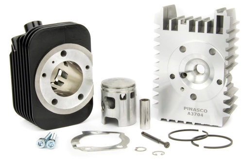 Gruppo termico Pinasco Evoten 26028497 da 60 cc, Ø42 mm e spinotto Ø10 mm, con cilindro in alluminio Nikasil e testa centrale a cinque prigionieri per Piaggio Ciao, Si e Bravo.