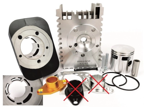 Gruppo termico Pinasco Evoten Booster 26028505 da 72 cc, Ø46×43 mm e spinotto Ø12 mm, in alluminio, per Piaggio Ciao, Si, Bravo, Boxer e Boss compatibili.
