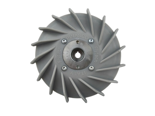 Volano Pinasco Flytech Touring 25066856, cono 17 mm e massa 1,6 kg, per Vespa VM, VN e VL compatibili. Ricambio con ventola; statore e centralina non inclusi. Verificare cono e impianto.