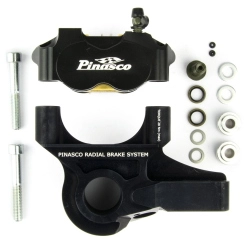 Kit freno Pinasco 26280012 seconda serie, pinza radiale 4 pistoncini nera con supporto nero, per Vespa PX, PE, Cosa, ETS e PK compatibili.