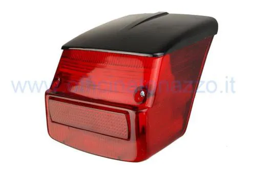 Fanale posteriore Bosatta con tettuccio nero, lente, portalampada e guarnizione per Vespa GTR, TS, Sprint Veloce e Rally compatibili.