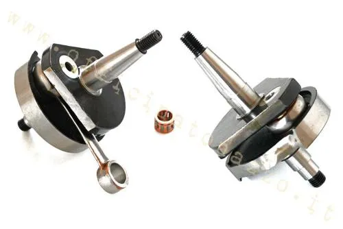 Albero anticipato Mazzucchelli AMT158 per Vespa 50 N, L, R, Special e PK 50 S: corsa 43 mm, biella 87 mm e cono volano 19 mm.
