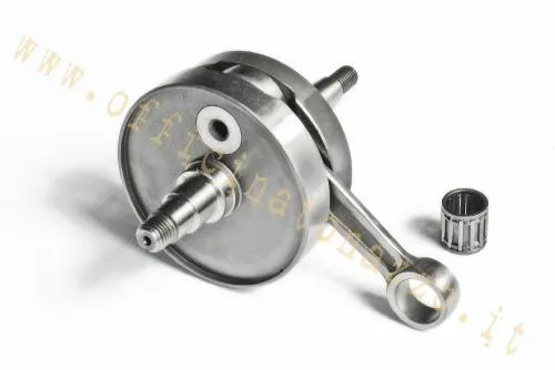 Albero motore Mazzucchelli AMT160VT a spalle piene per Vespa Primavera ed ET3: corsa 51 mm, biella 97 mm, cono 19 e spinotto 15 mm.