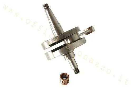 Albero motore Mazzucchelli AMT166VT a spalle piene, corsa 57 mm, biella 110 mm e cono 20. Configurazione per Vespa 200 con aspirazione lamellare e accensione Ducati compatibile.
