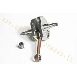 Albero motore Mazzucchelli AMT132 per Vespa Largeframe 125-150: corsa 57 mm, biella 105 mm, spinotto 15 mm e cono volano 17 mm.