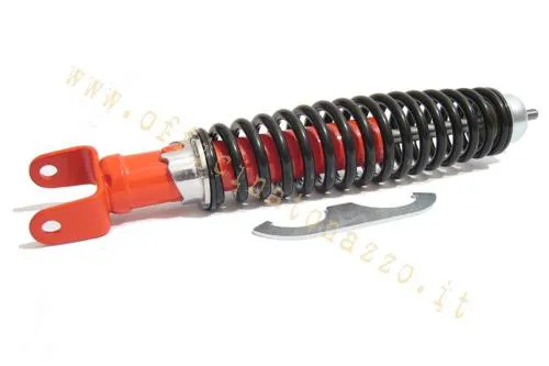 Ammortizzatore posteriore Carbone Sport rosso e nero, idraulico a doppio effetto con precarico su 3 posizioni per Vespa 50, Primavera, ET3 e PX.
