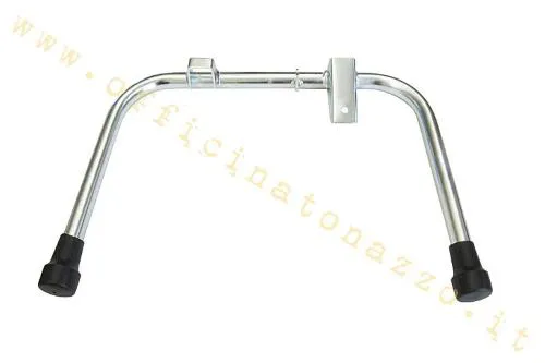 Cavalletto centrale zincato da 22 mm per Vespa PX e PE, completo di scarpette in gomma. Verificare supporti e molla prima del montaggio.