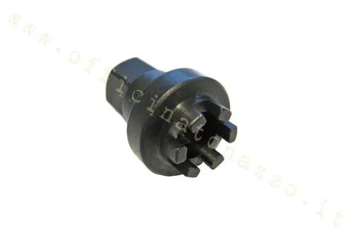 Chiave corta IE/OT/30627 per ghiera frizione a castello Vespa largeframe. Usare con blocca-frizione e innestare completamente i denti.