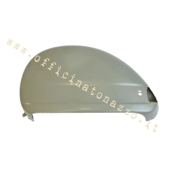 Cofano sinistro 75141000 in metallo oliato, con apertura freccia e chiusura esterna, per Vespa PX e PE prima serie. Da provare prima della verniciatura.