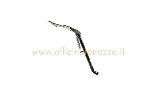 Cavalletto laterale nero RMS 121630490 con staffa e molla automatica per Vespa PX, PE 125-200 e T5. GTIN 8057570022408.