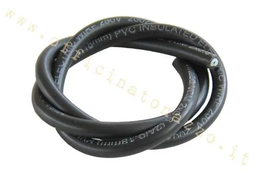 Cavo candela nero Bergamaschi E06602 Ø7 mm, venduto in unità da 50 cm e fornito continuo ordinando più unità. Per impianti compatibili.